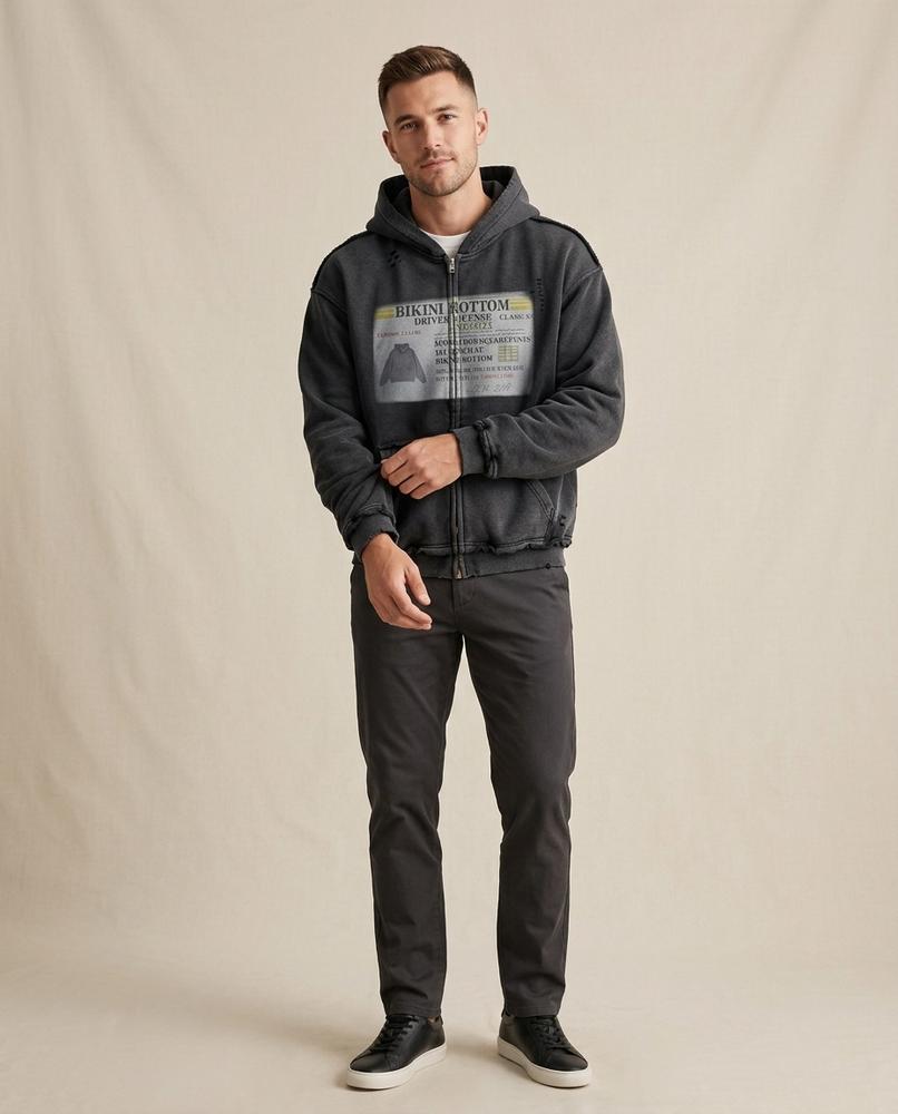Lands Fashion - Vehem | Washed-Out Frayed Hoodie Unisex
