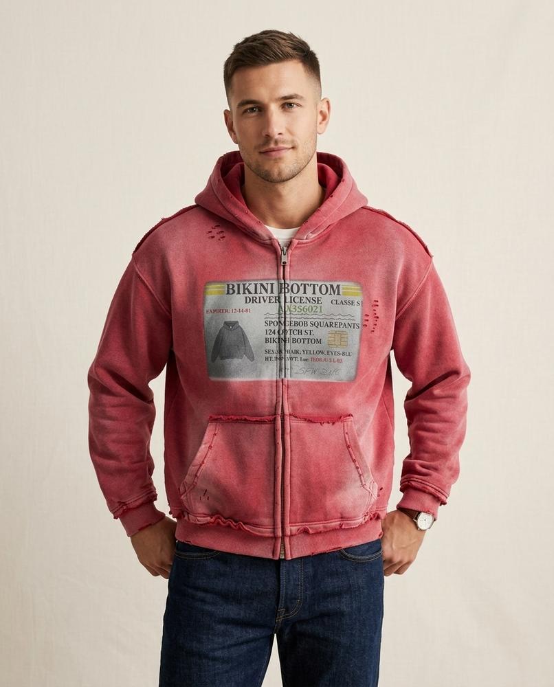 Lands Fashion - Vehem | Washed-Out Frayed Hoodie Unisex