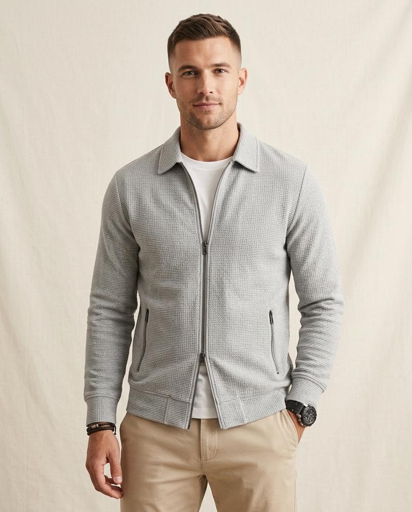 Lands Fashion - Suzak | Textured Zip-Up Jacket Men