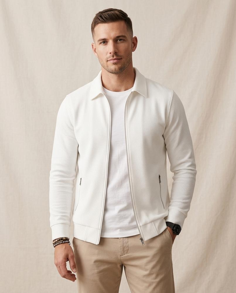 Lands Fashion - Suzak | Textured Zip-Up Jacket Men
