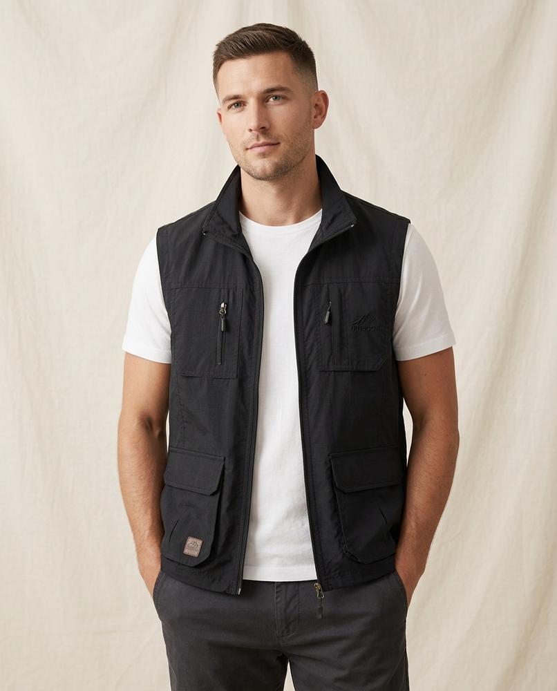 Lands Fashion - Lavit | Multi-Pocket Zip-Front Vest Men
