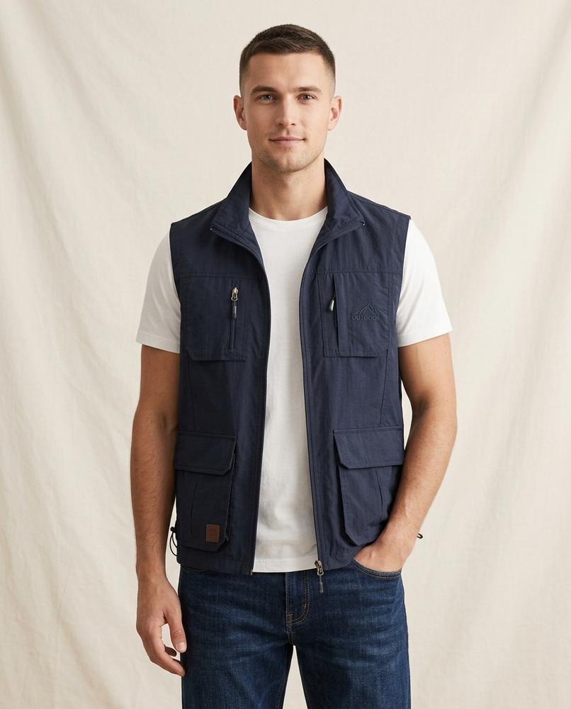 Lands Fashion - Lavit | Multi-Pocket Zip-Front Vest Men