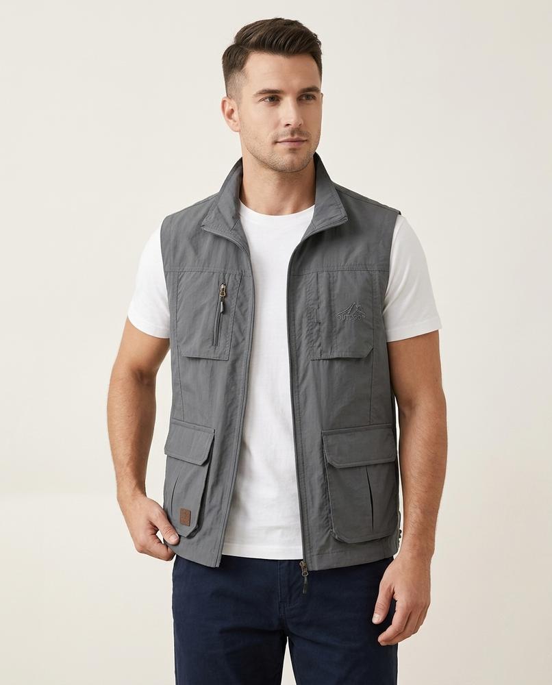 Lands Fashion - Lavit | Multi-Pocket Zip-Front Vest Men