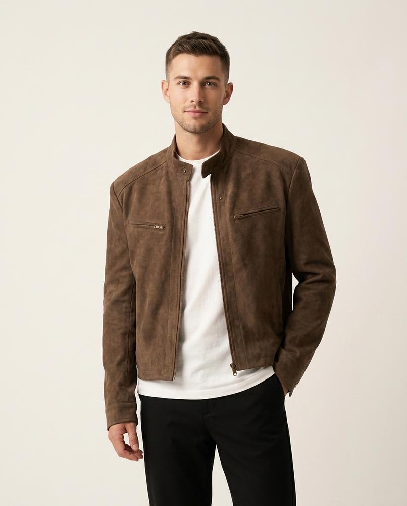 Lands Fashion - Yotot | Suede Band-Collar Jacket Men