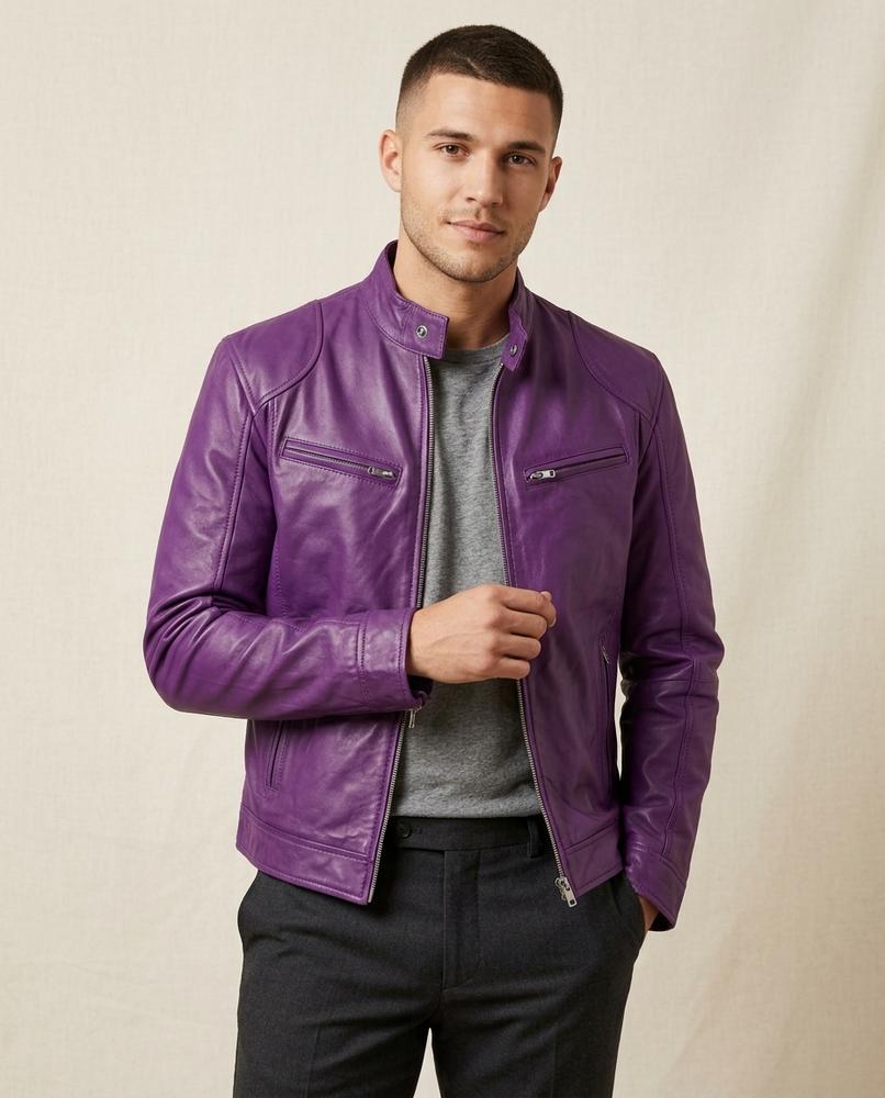 Lands Fashion - Rohar | Zippered Slim Fit Leather Jacket Men