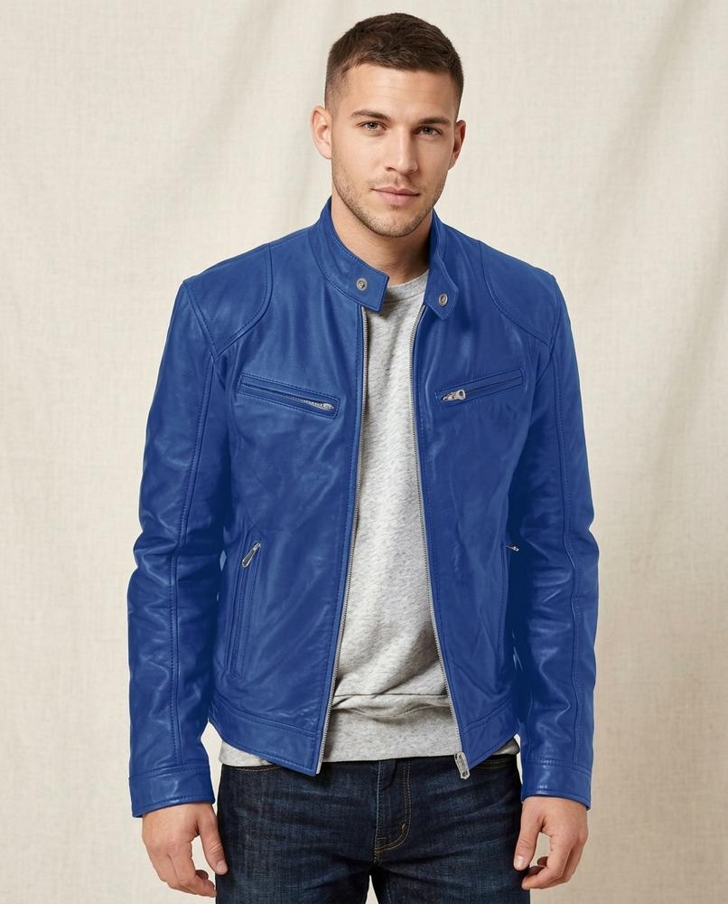 Lands Fashion - Rohar | Zippered Slim Fit Leather Jacket Men