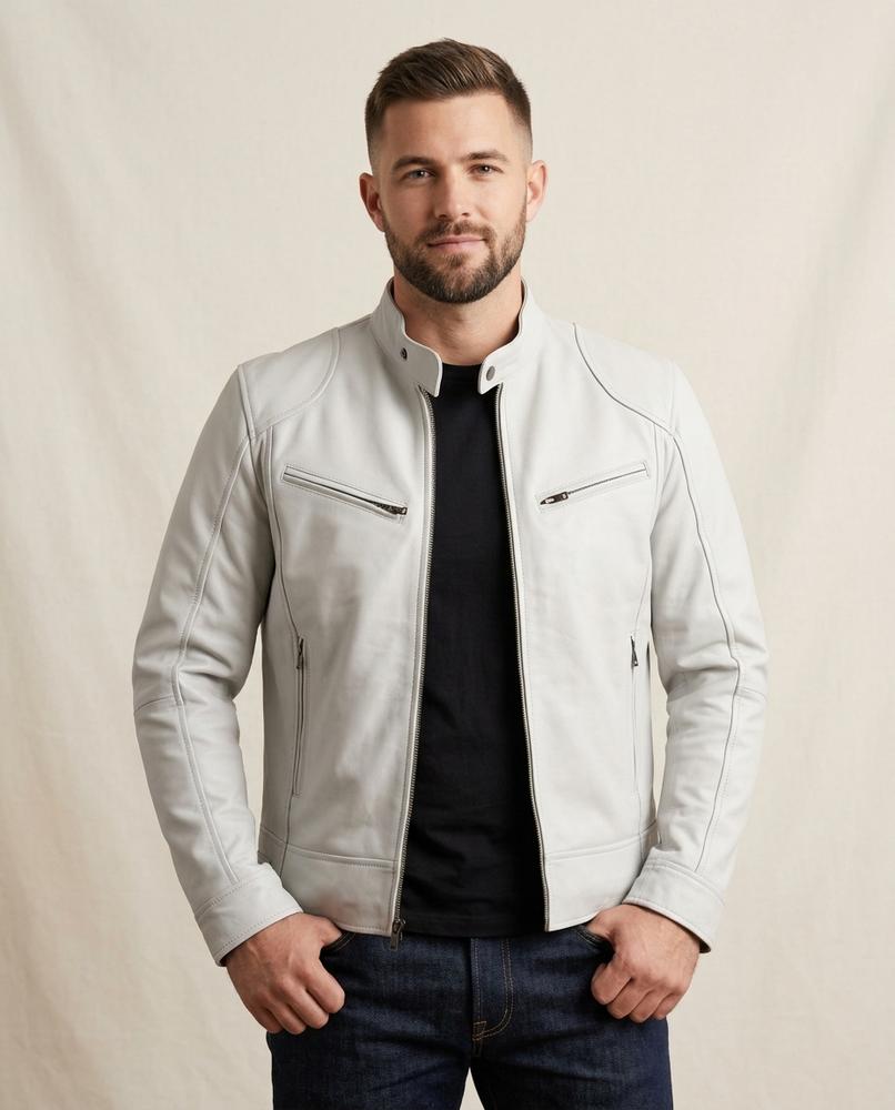 Lands Fashion - Rohar | Zippered Slim Fit Leather Jacket Men
