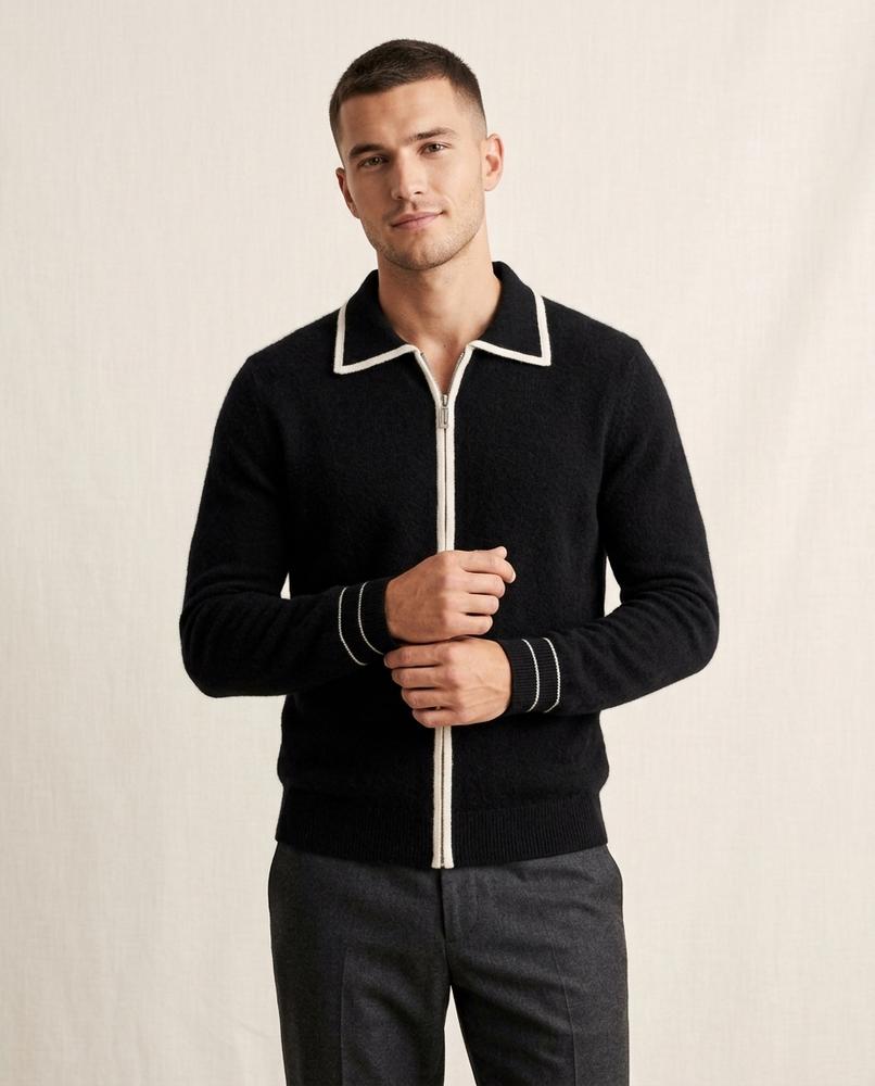 Lands Fashion - Dasiv | Zip-Up Collared Knit Cardigan Men