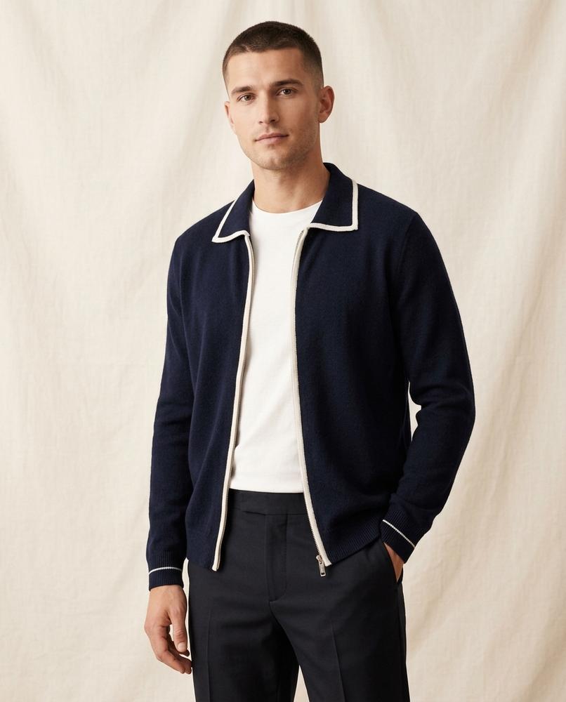 Lands Fashion - Dasiv | Zip-Up Collared Knit Cardigan Men