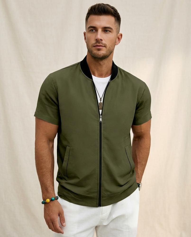 Lands Fashion - Cekal | Short-Sleeved Zip-Up Jacket Men