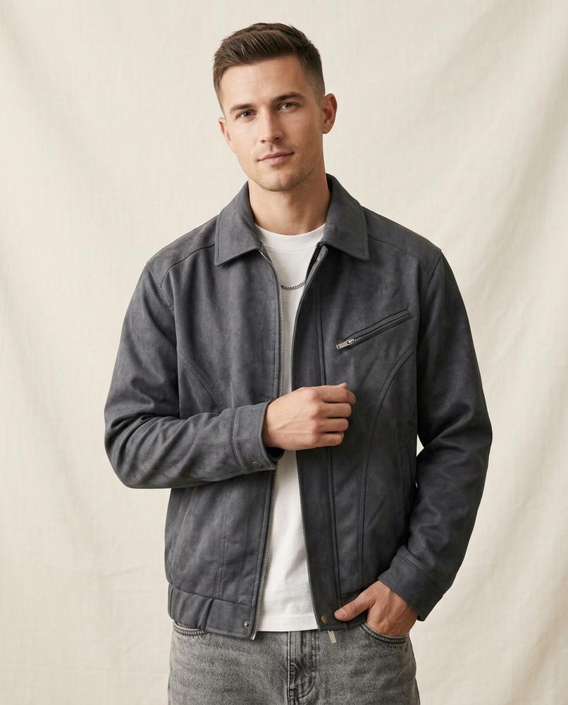 Lands Fashion - Nuhas | Velvet Zip-Up Jacket Men