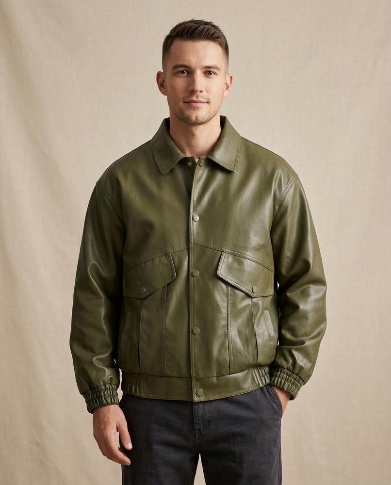 Lands Fashion - Cadur | Faux Leather Collared Jacket Men