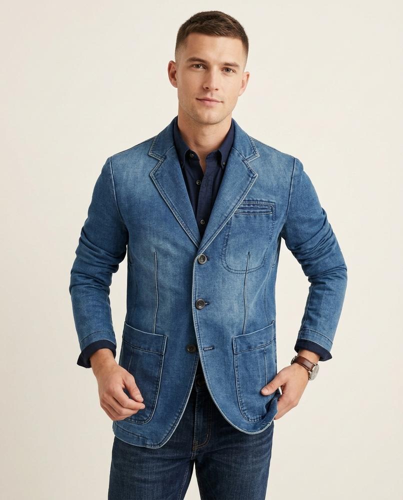 Lands Fashion - Lubok | Denim Slim Fit Blazer Men