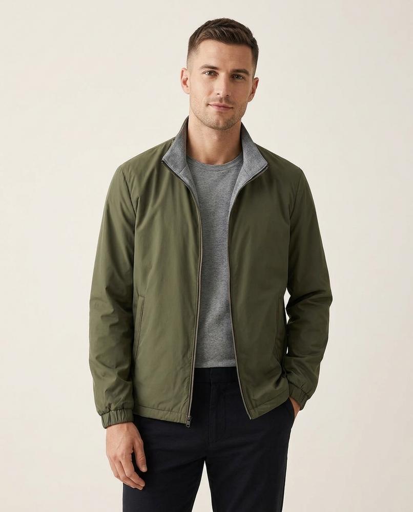 Lands Fashion - Magas | Zip-Up Contrast-Collar Jacket Men