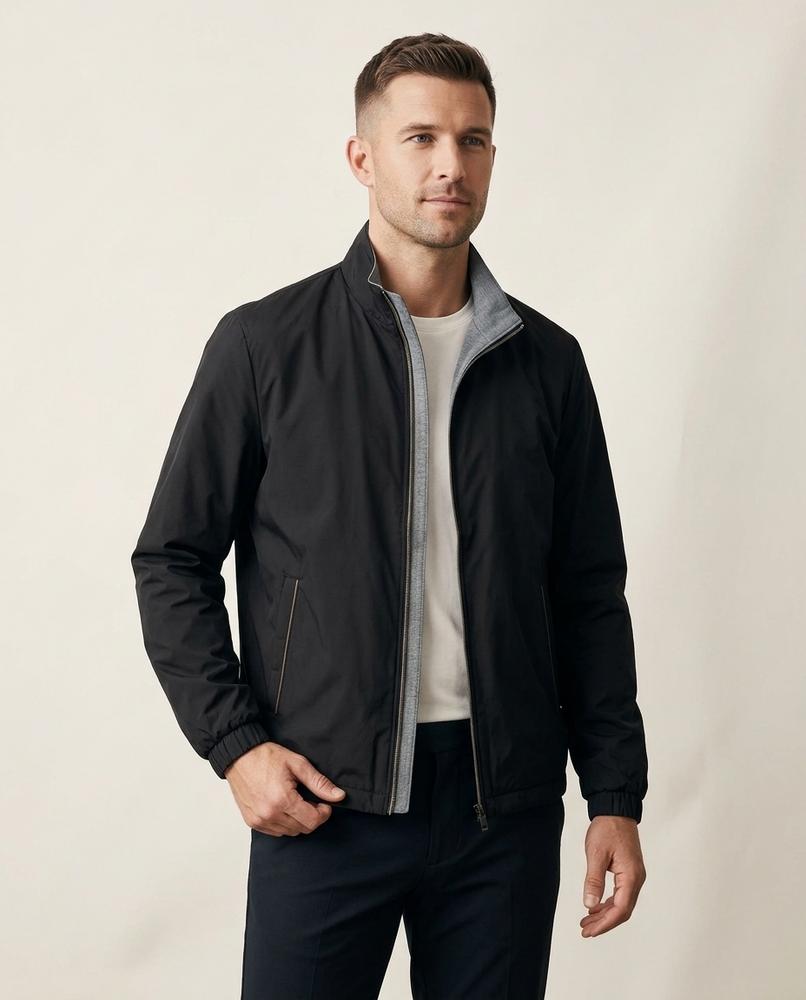 Lands Fashion - Magas | Zip-Up Contrast-Collar Jacket Men