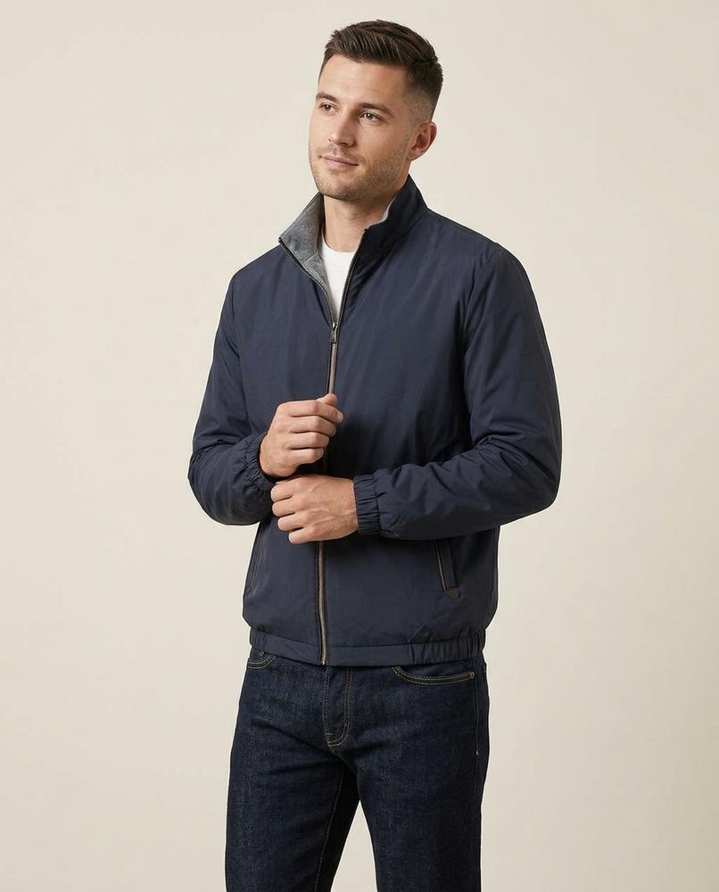 Lands Fashion - Magas | Zip-Up Contrast-Collar Jacket Men