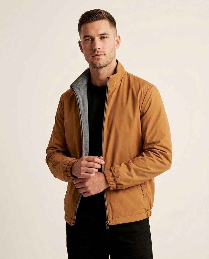 Lands Fashion - Magas | Zip-Up Contrast-Collar Jacket Men