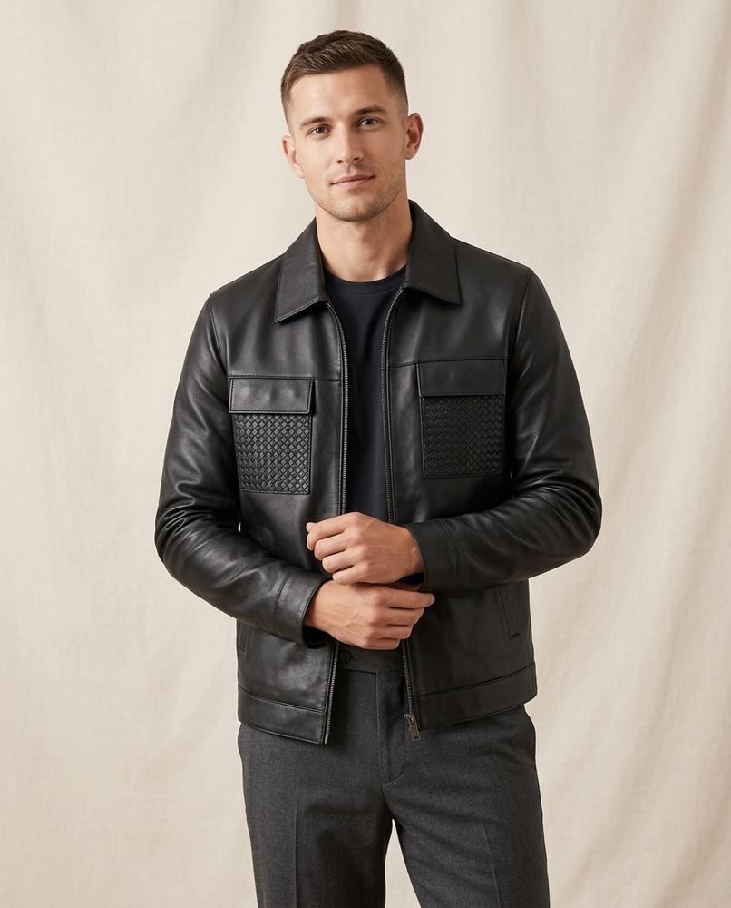 Lands Fashion - Earat | Zip-Up Textured-Pocket Jacket Men