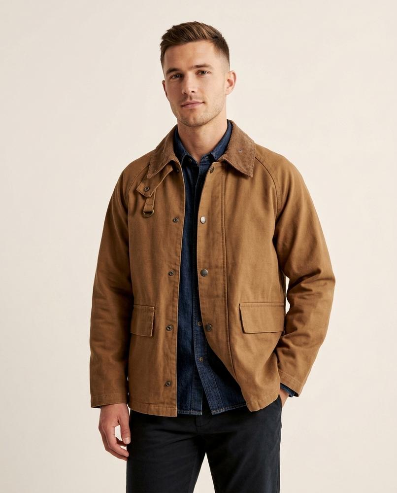 Lands Fashion - Cizol | Corduroy-Collar Snap-Button Jacket Men