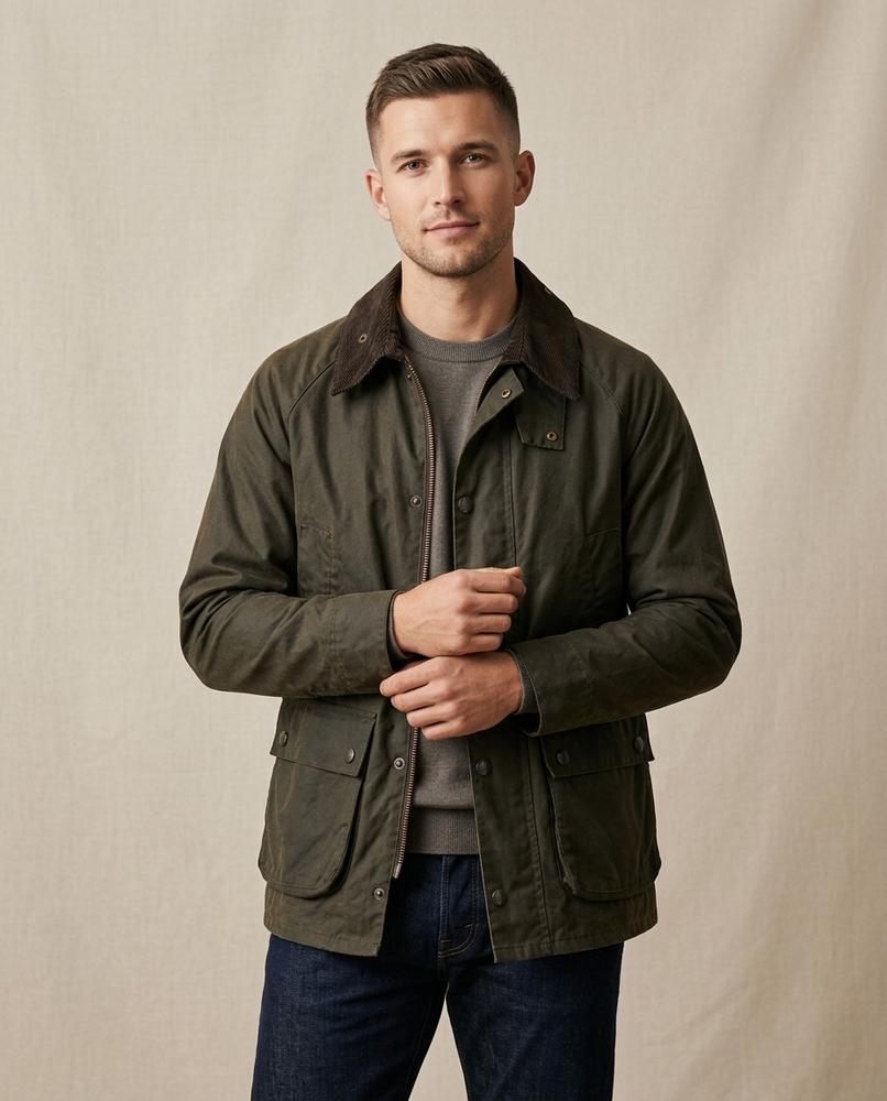 Lands Fashion - Cizol | Corduroy-Collar Snap-Button Jacket Men