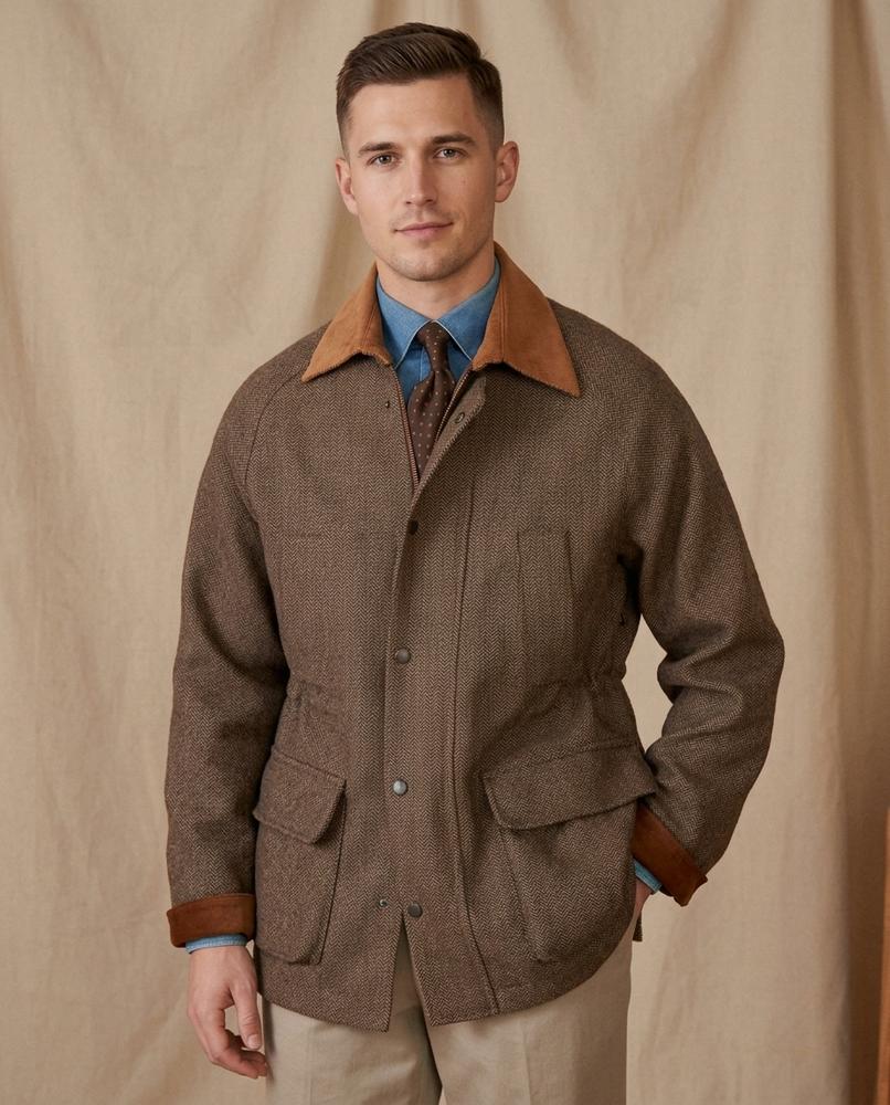 Lands Fashion - Eaduv | Herringbone Contrast Collar Jacket Men