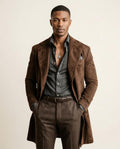 Lands Fashion - Retev | Single-Breasted Suede-Effect Coat Men