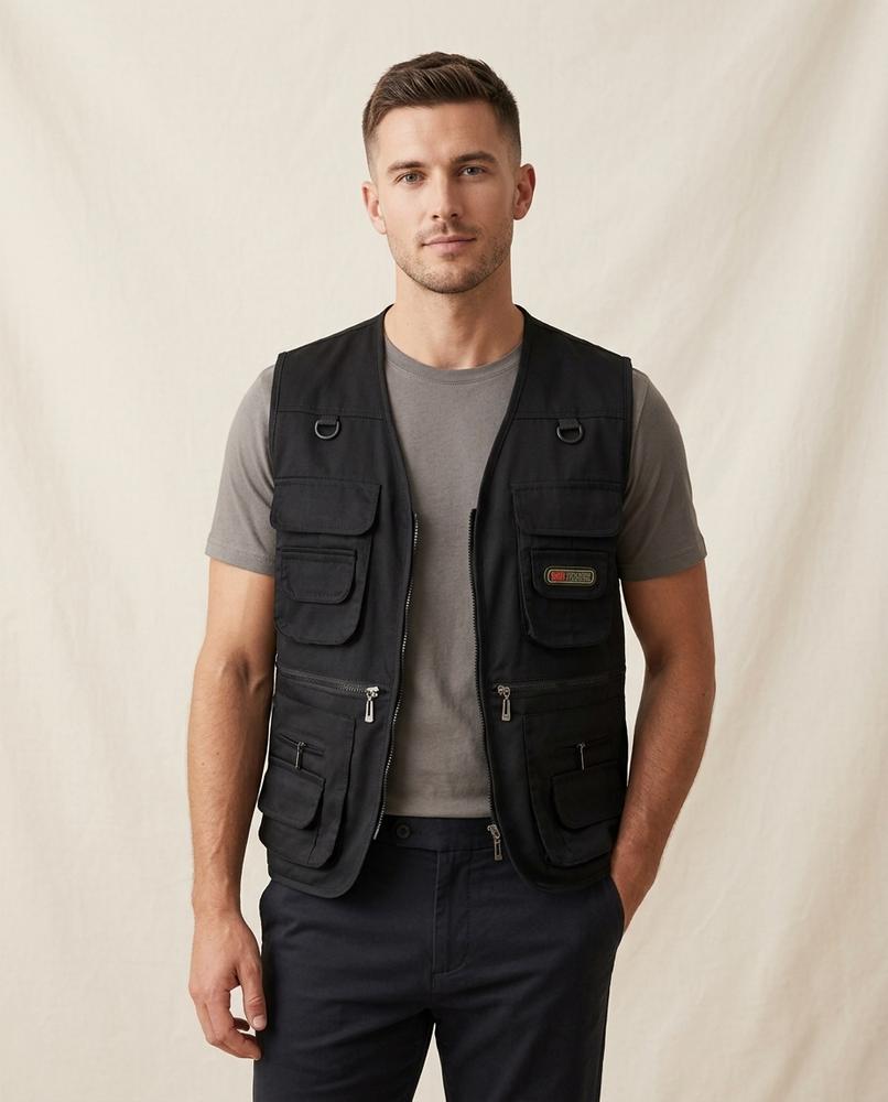 Lands Fashion - Zegov | Multi-Pocket Zip-Up Vest Men