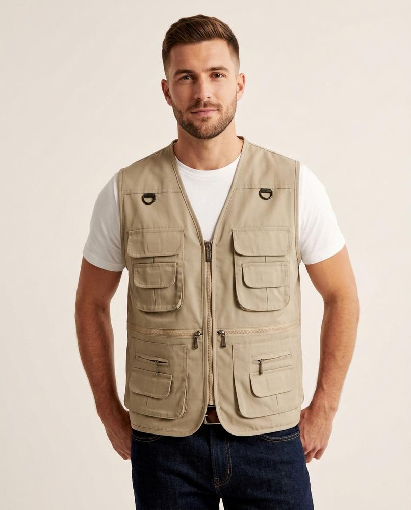 Lands Fashion - Zegov | Multi-Pocket Zip-Up Vest Men