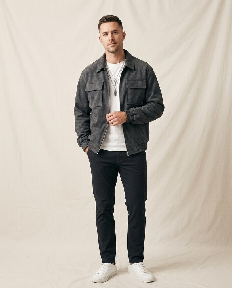 Lands Fashion - Aovur | Suede-Effect Zip-Up Jacket Men