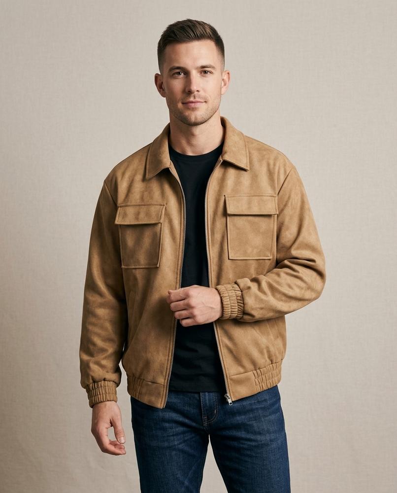Lands Fashion - Aovur | Suede-Effect Zip-Up Jacket Men
