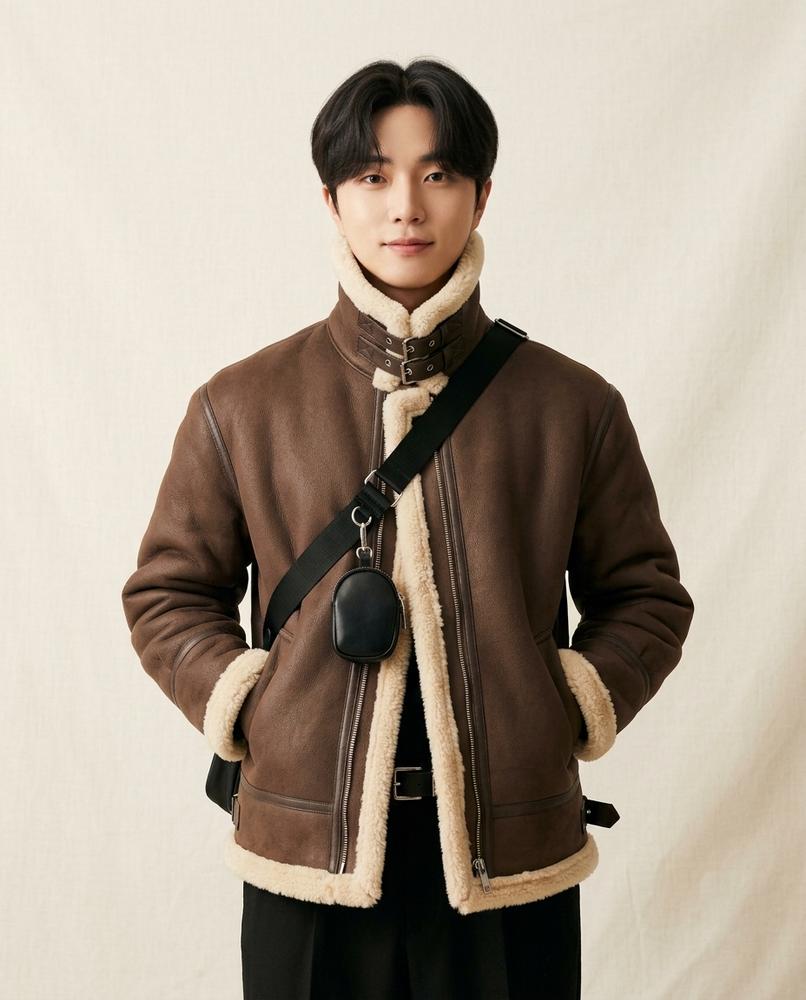 Lands Fashion - Zaful | Shearling-Trim Zip-Up Jacket Men