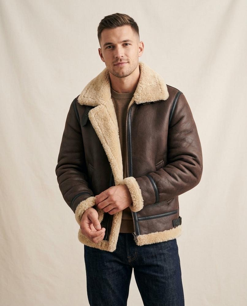 Lands Fashion - Rezem | Shearling-Lined Zip-Up Jacket Men