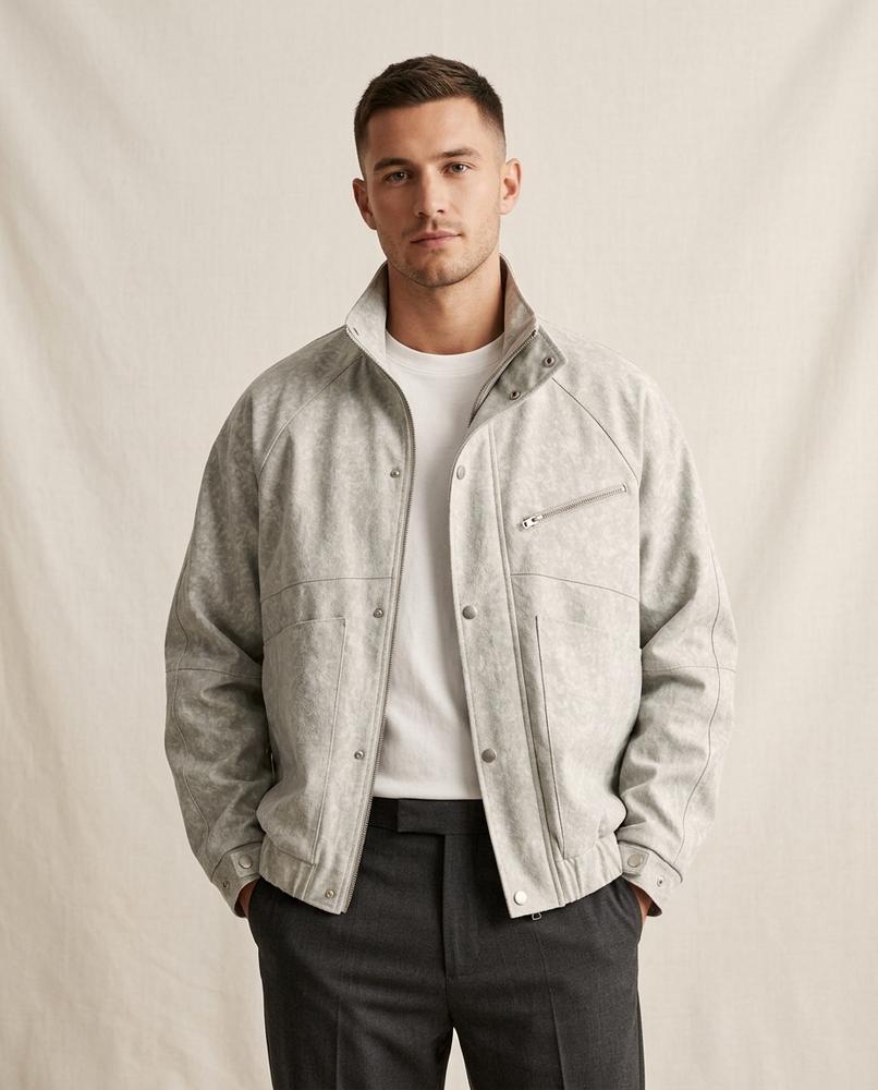 Lands Fashion - Eefin | Textured Stand-Collar Jacket Men