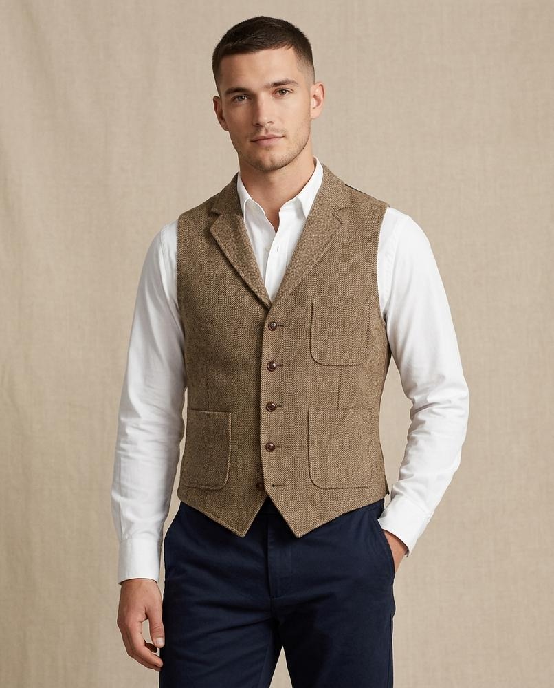 Lands Fashion - Momen | Herringbone Notched Lapel Vest Men