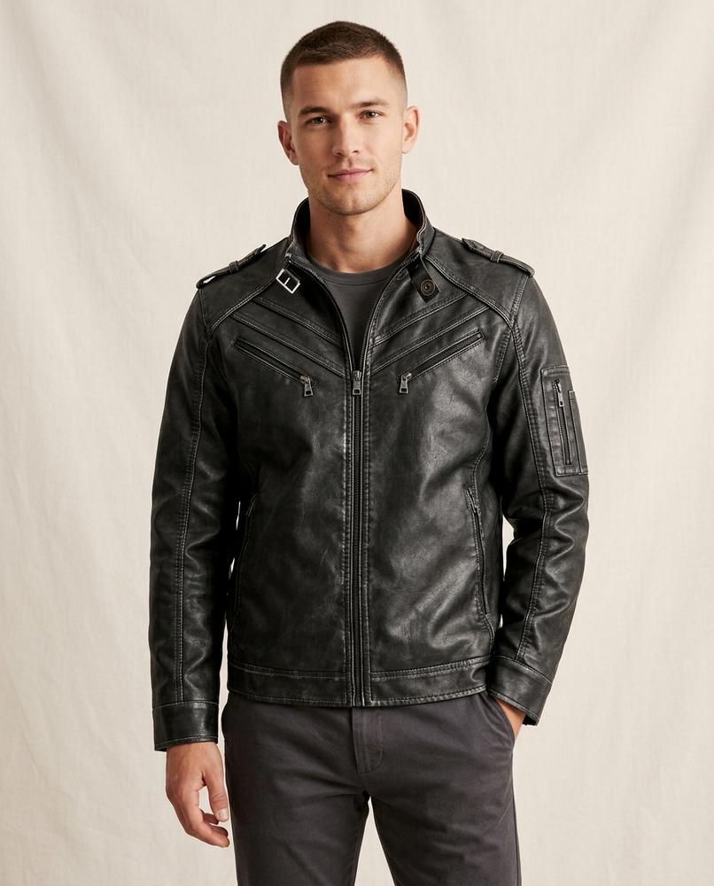 Lands Fashion - Lizal | Stand-Collar Washed Leather Jacket Men