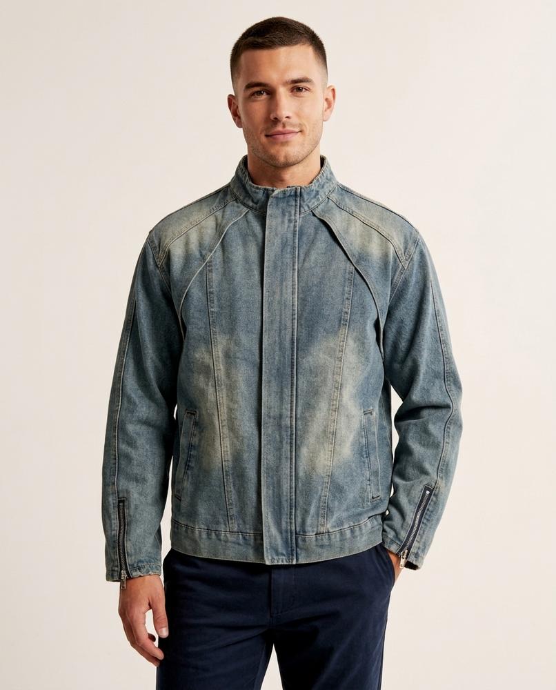 Lands Fashion - Luzer | Washed Zippered Denim Jacket Men