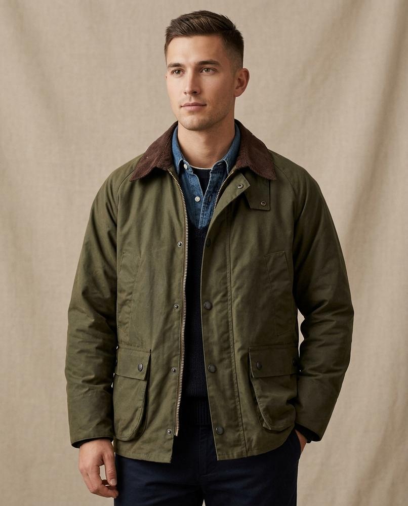 Lands Fashion - Lemev | Corduroy-Collar Lined Jacket Men