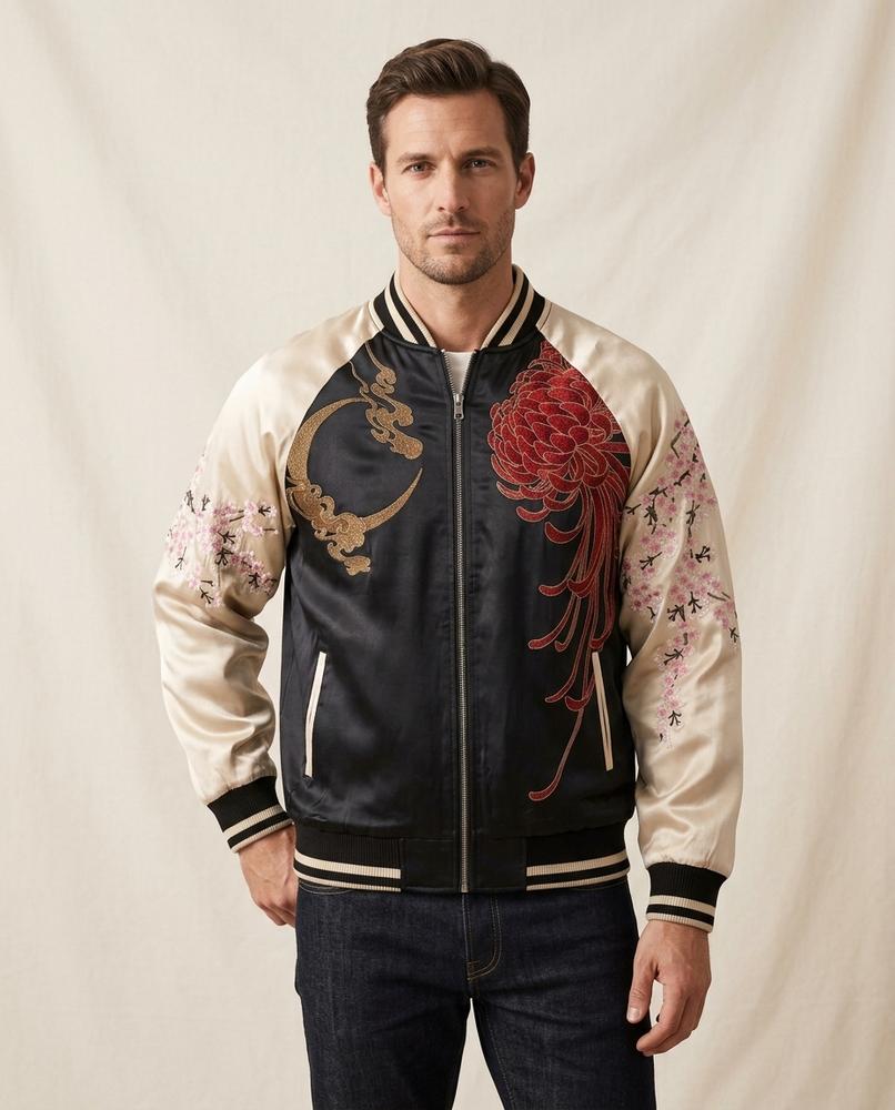 Lands Fashion - Vuren | Embroidered Satin Jacket Men
