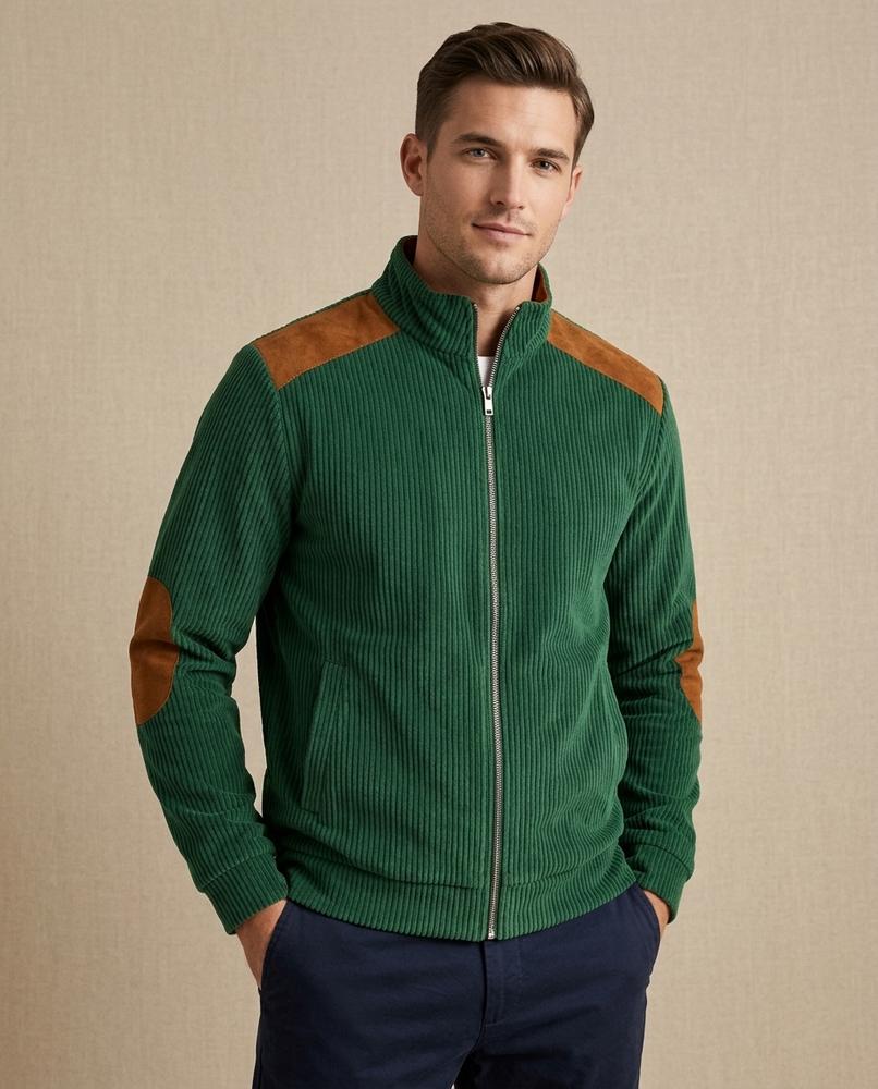 Lands Fashion - Remev | Ribbed Suede-Patched Jacket Men