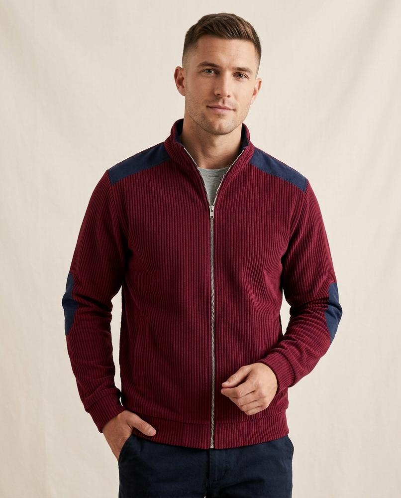 Lands Fashion - Remev | Ribbed Suede-Patched Jacket Men