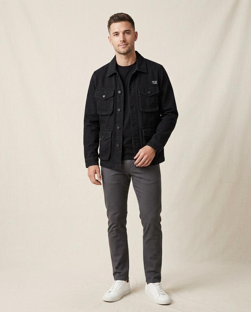 Lands Fashion - Aarom | Cargo Button-Up Denim Jacket Men