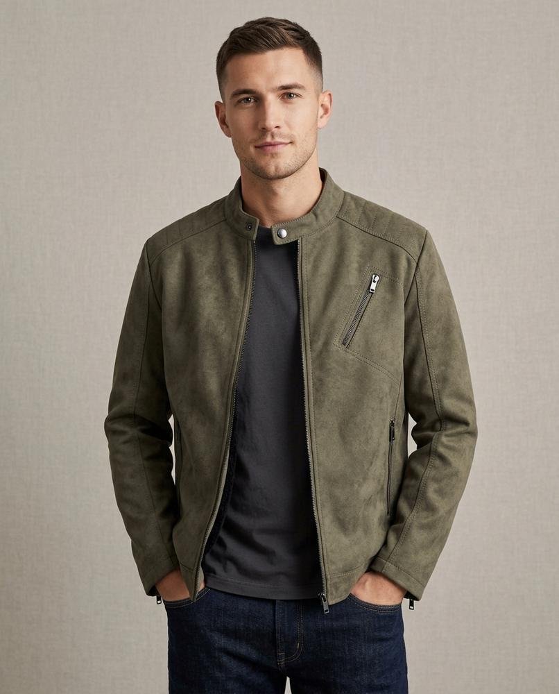 Lands Fashion - Duror | Faux Suede Quilted Jacket Men