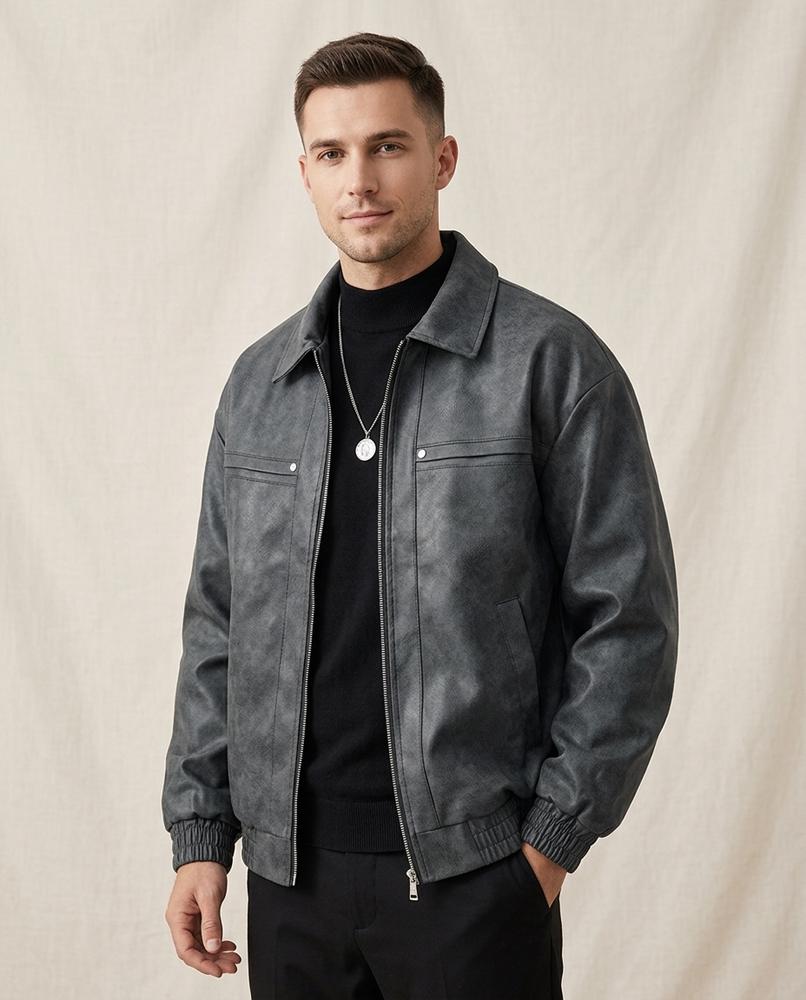 Lands Fashion - Mevad | Zip-Up Collared Jacket Men