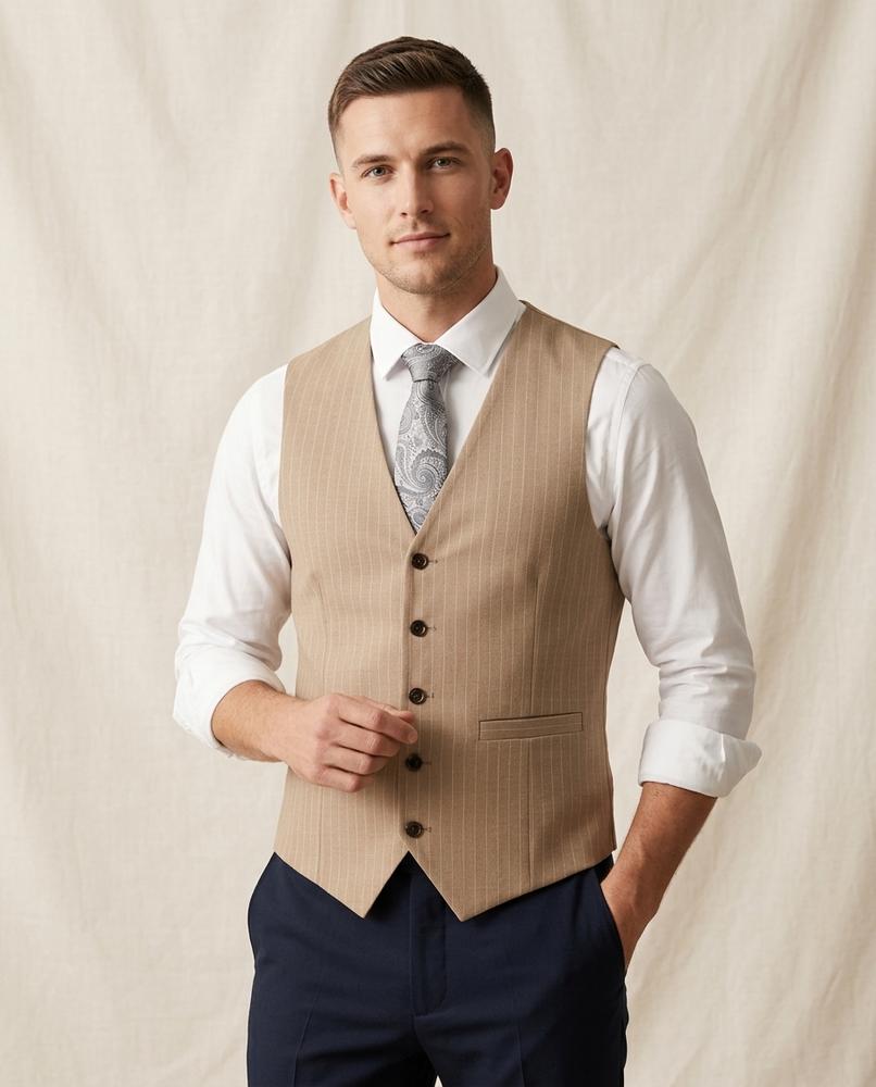 Lands Fashion - Cobam | Pinstriped Tailored Vest Men