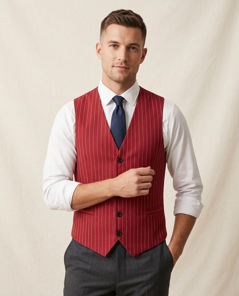 Lands Fashion - Cobam | Pinstriped Tailored Vest Men
