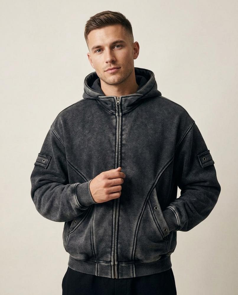 Lands Fashion - Ligit | Washed Zip-Up Jacket Men