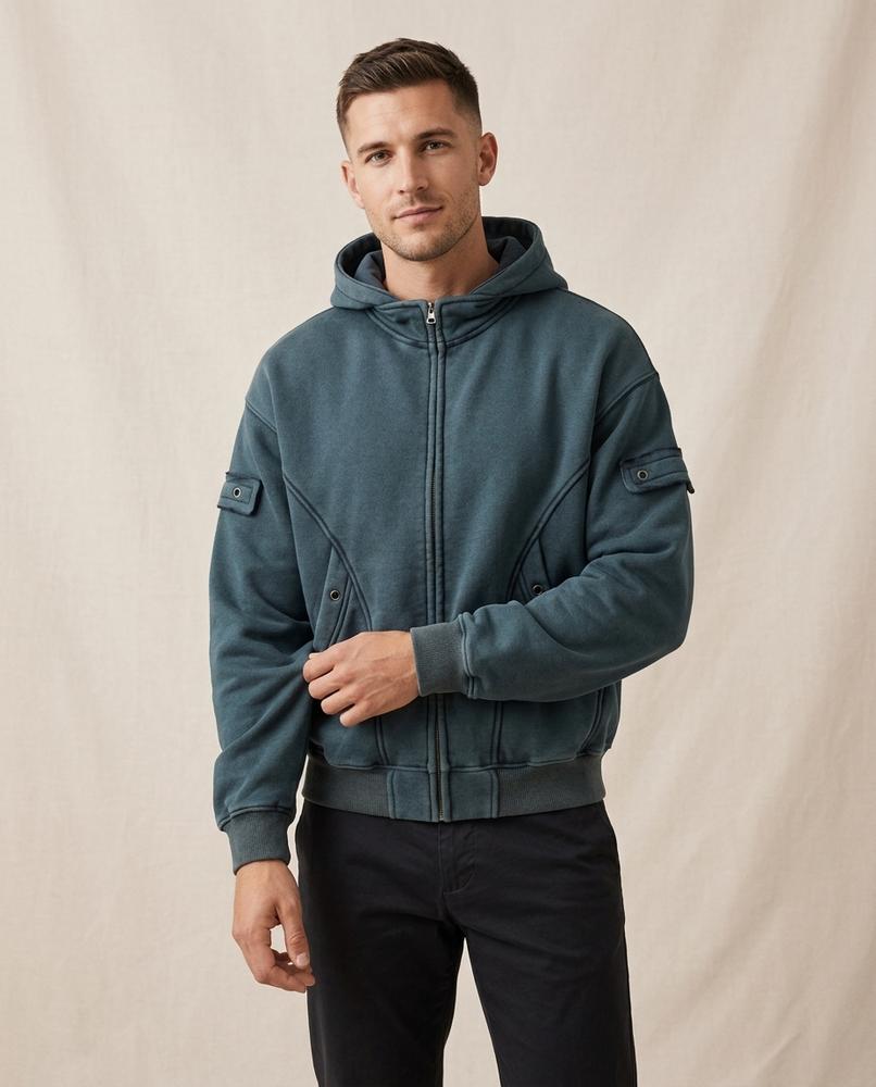 Lands Fashion - Ligit | Washed Zip-Up Jacket Men