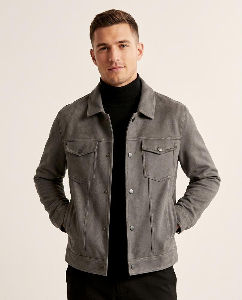 Lands Fashion - Zatel | Contrast-Stitched Button-Front Jacket Men
