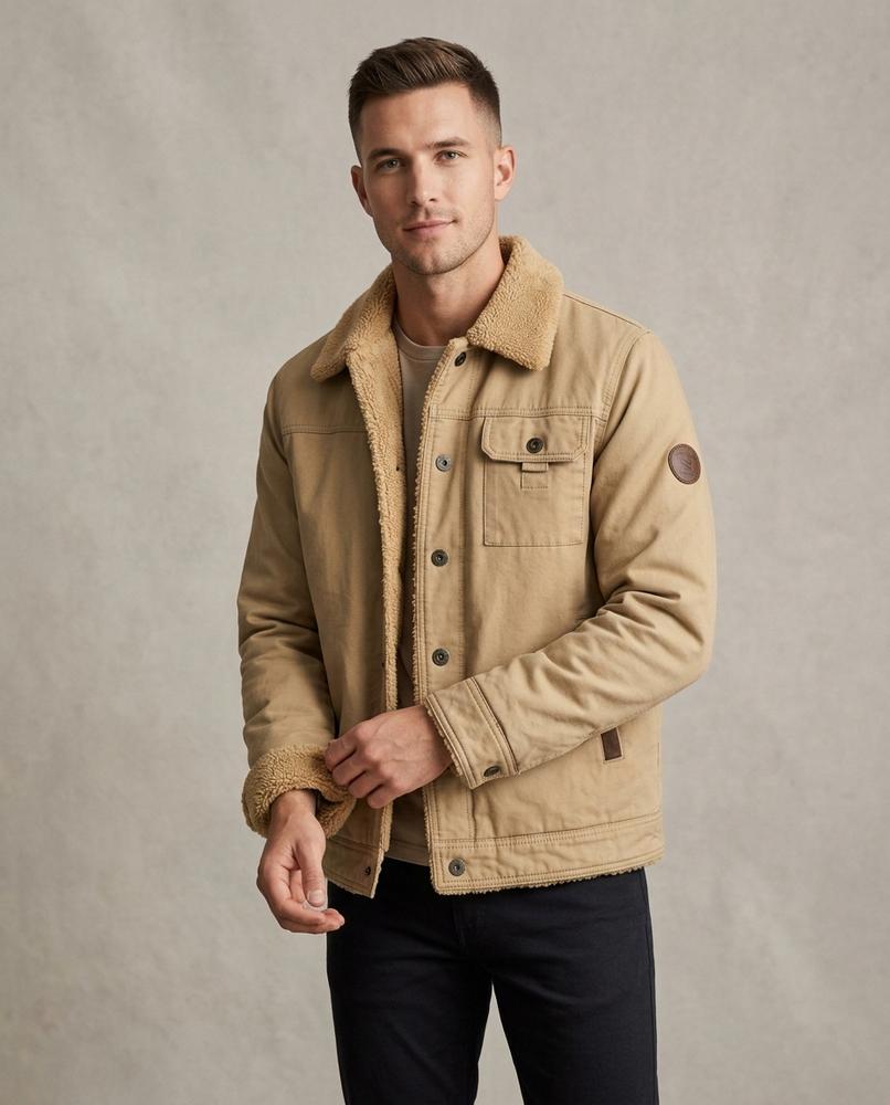 Lands Fashion - Vusan | Sherpa-Collar Button-Front Jacket Men