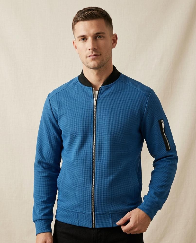 Lands Fashion - Mibat | Waffle-Knit Zip-Up Jacket Men